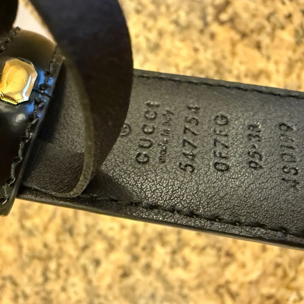 Gucci Leather Belt Black with Gold Buckle